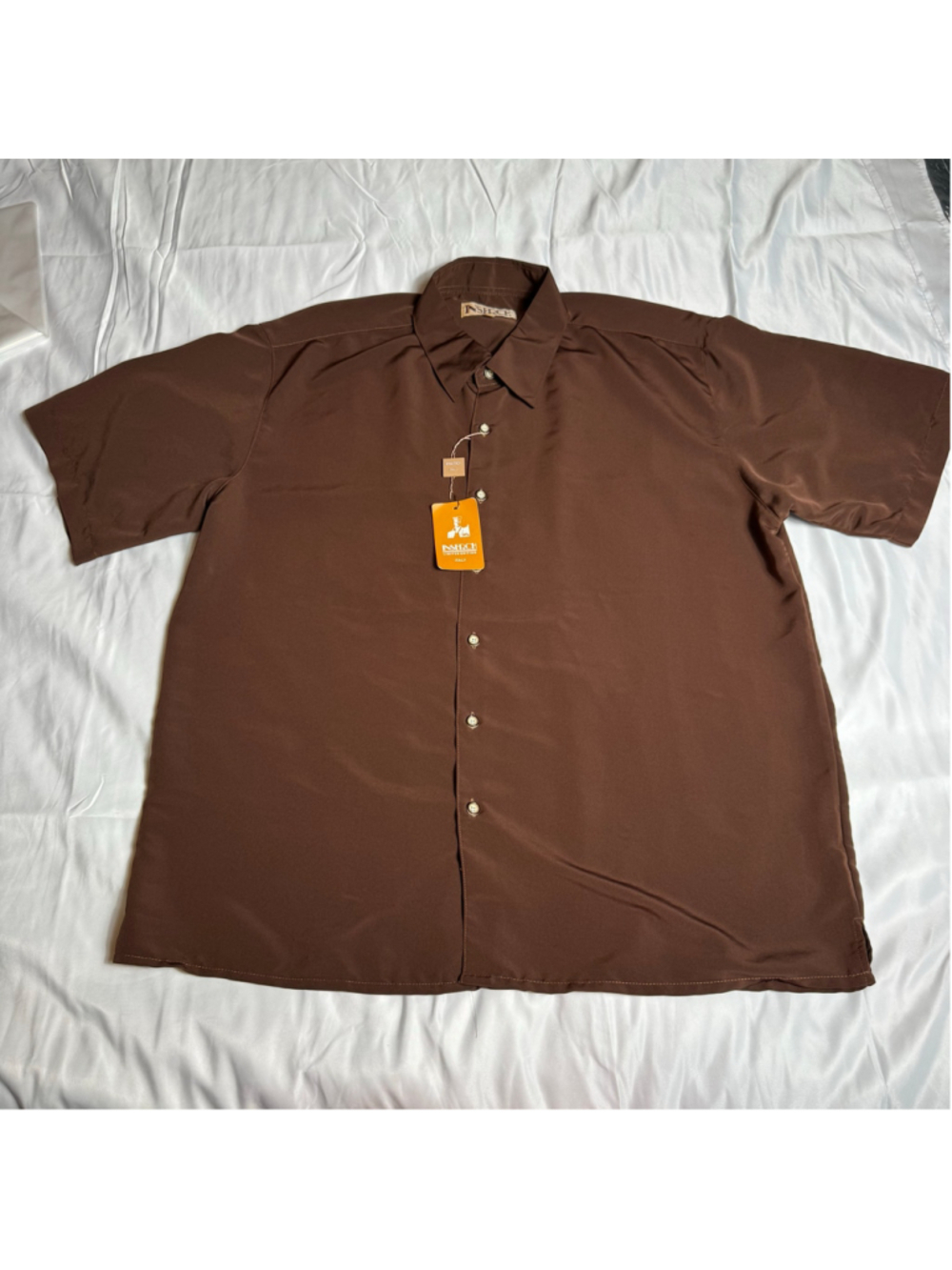 Men's INSERCH Brown Casual Button Down Shirt XXL